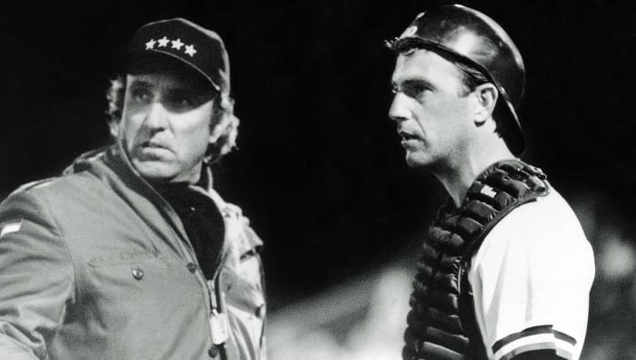 Shelton and star Kevin Costner on the set.